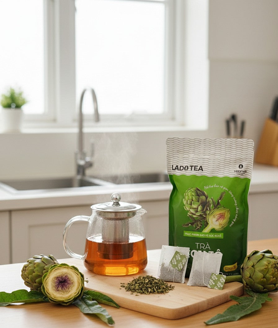 Vietnamese Artichoke Ladophar Herbal Tea – Traditional Da Lat Wellness Tea (100 Tea Bags)